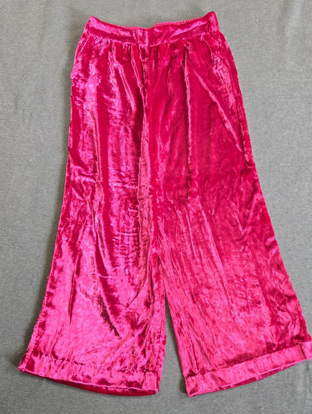 Maeve Hot Pink Wide Leg Velvet Pants